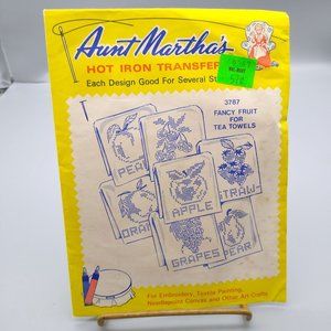 Vintage Aunt Martha's Hot Iron Transfers 3787 Fancy Fruit for Tea Towels